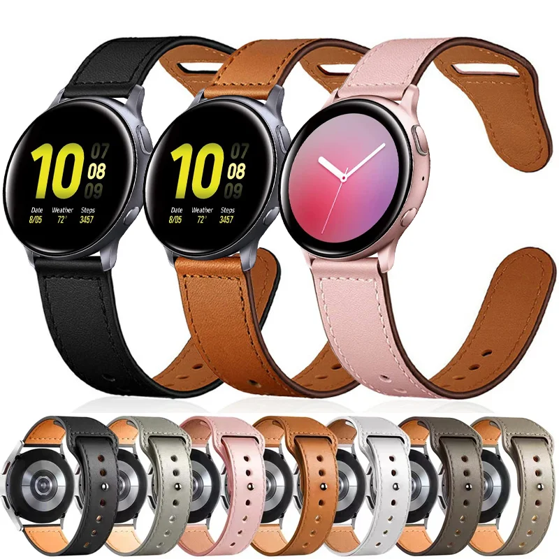 20/22mm Band For Samsung Galaxy Watch 4/5/6/5 pro/6 Classic/gear s3/active Leather high quality bracelet Huawei GT 2e 3 4 Strap