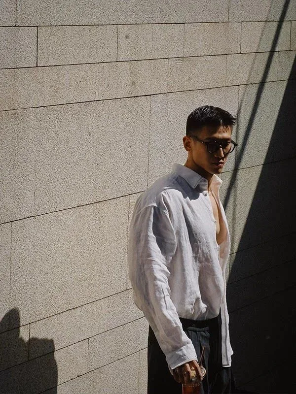 Eur Style Men's Pure Cotton Linen Shirt Casual Long Sleeve Loose Fit Breathable Lightweight Autumn Spring Season Fashion