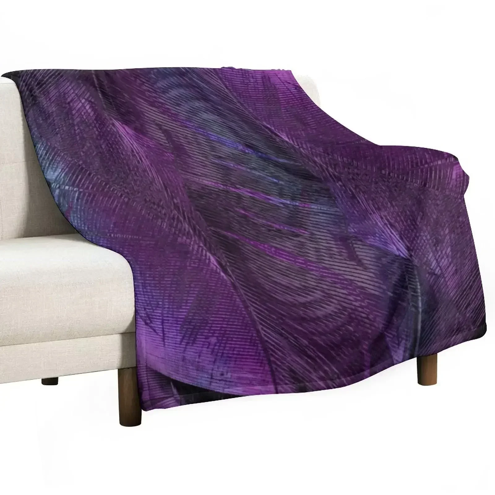 

New Purple feathers Throw Blanket Cute Plaid Decorative Sofa Furry Hairys Blankets