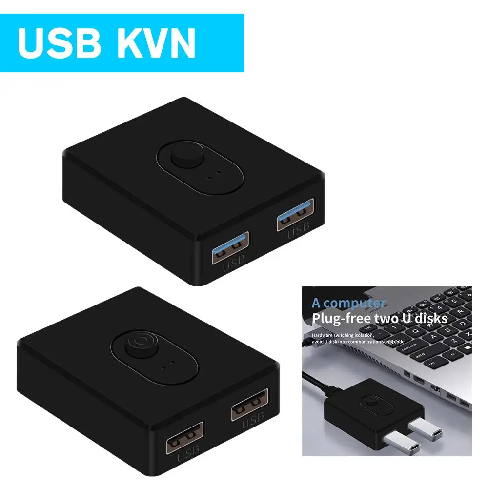 USB 3.0 Switch Selector KVM Switch 2 in 1 Out USB Switch USB 2.0 Two-Way Sharer for Printer Keyboard Mouse Sharing