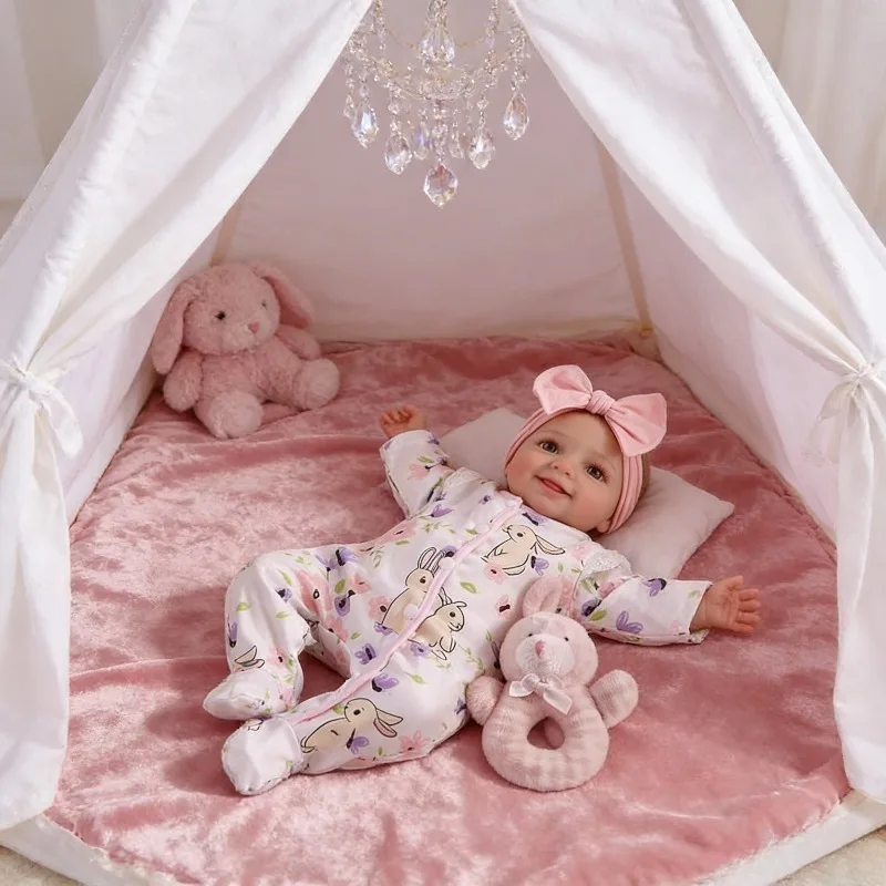 43cm リボーンドール 幼児 笑顔 人気 可愛い 女の子人形 布製ボディ 高品質 手作り人形 本物のような柔らかい感触