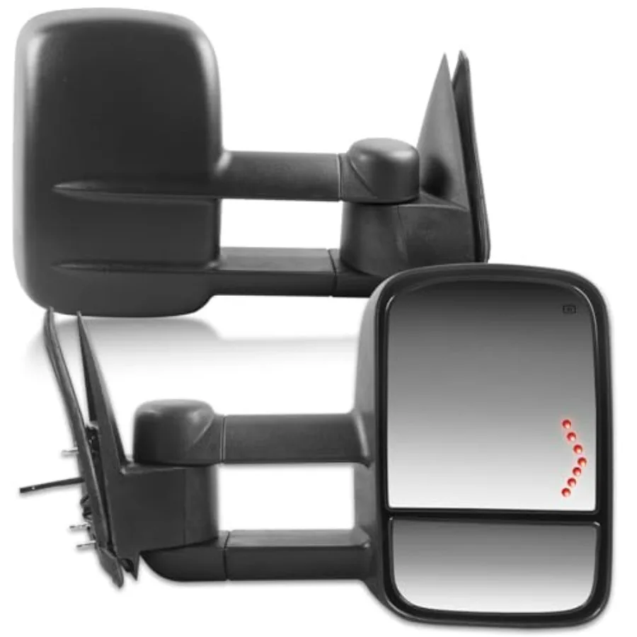 

Power Heated Towing Mirrors for 2003-2006 Chevy Silverado Suburban Tahoe GMC Sierra Yukon with Arrow Signal Light Manual Telesc