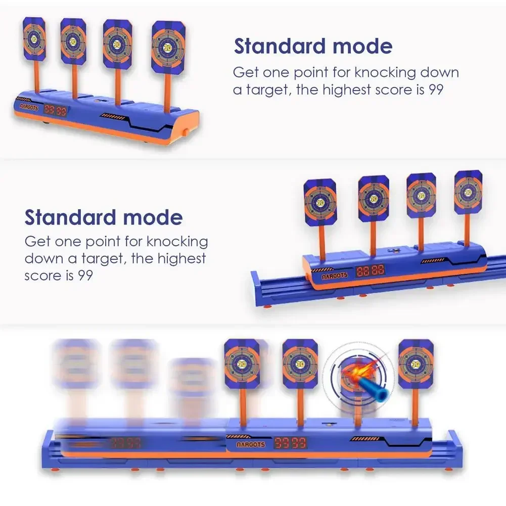 Alvos Nerfs pistolas reinicio automático tiro eléctrico accesorios de objetivo niños sonido luz juego de disparos juguetes puntuación de alta precisión