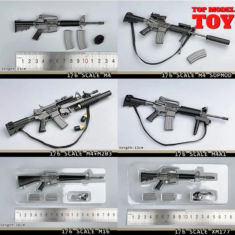 1/6 M4 M16 XM177 M4A1 Gun Weapon Model Accessories Not Launchable Fit 12'' Action Figure Army Soldier