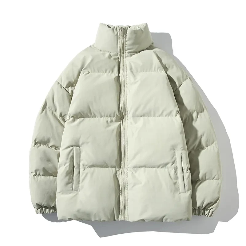 Veste matelassurera à col montant pour hommes et femmes, Parkas épais, Manteau chaud, Streetwear monochrome, Plus Fat Jackets, 5XL, Y2K Winter