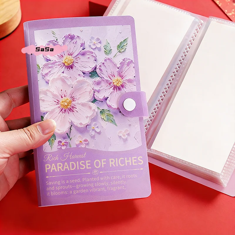 S-1Pc 3D Flower Oil Painting Style Collection Album Commemorative Banknote Savings Book Loose-leaf Change Book for Collectors