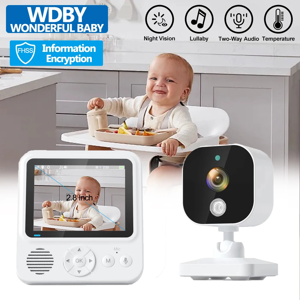 

2.8 Inch Portable Video Baby Monitor Indoor 2.4G Wireless Monitor 2-way Audio Night Vision Surveillance Security Cam Babysitter