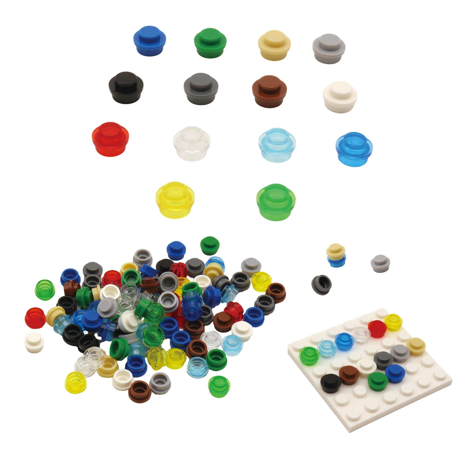 400PCS 6141 PLATTE 1X1 ROUNDMOC Montieren Partikel DIY Bausteine 1*1 Dot Figuren Lampe Ziegel teile Spielzeug für Kinder
