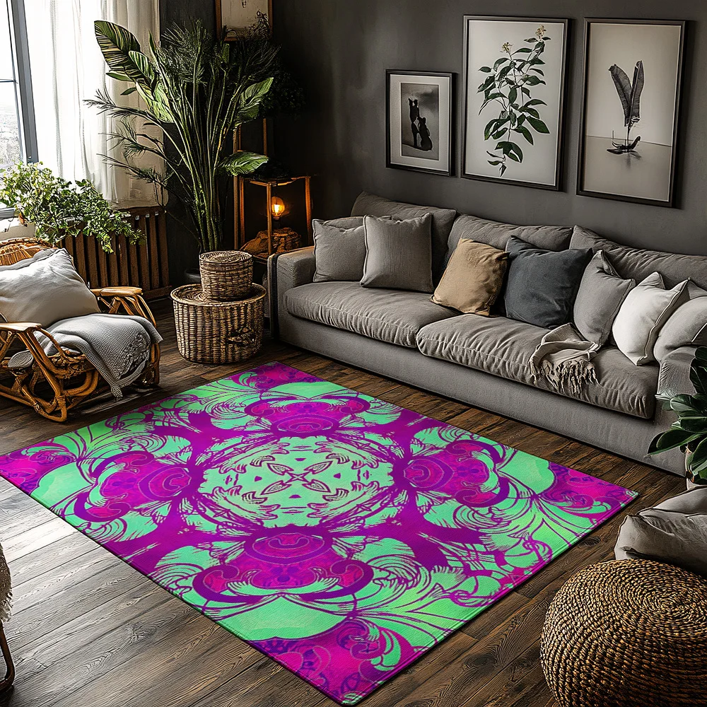 

Unique Bohemian Area Rugs Modern Abstract Carpet Washable Floor Mat Living Room Decor Geometric Pattern Home Accent Stylish Indo