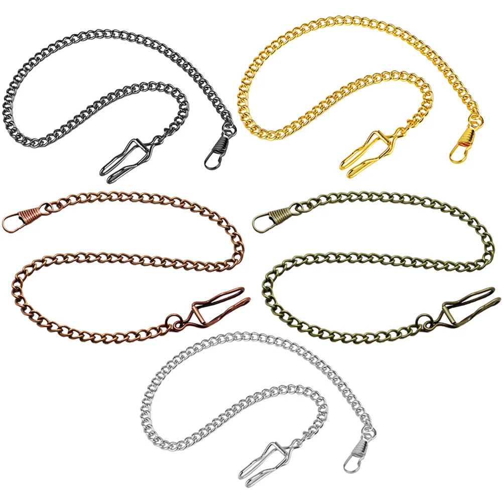 

5Pcs Vintage Metal Alloy Chains Retro Pocket Watch Chains Cost-Effective Jean Belt Chain Decor Metal Chain for Pocket