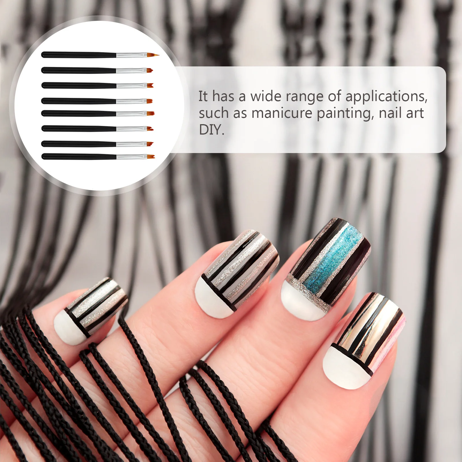 8 個ネイルアートペンセット DIY 描画ツールマニキュア用品簡単使用花びらデザインフィッシュテールちょう結び愛好家へのギフト