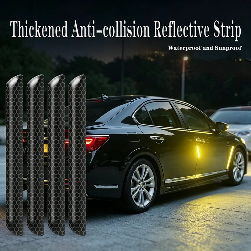 

Universal Black Reflective Car Door Edge Guards Bumper Strips Anti-Scratch Protector for Door Fender Side Mirror Accessories Set