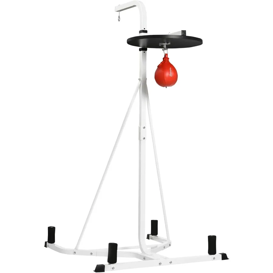 2-in-1 Punching Bag Stand with Adjustable Height 66.9-74.8 Inches and Weighted Base for Speed Bag or Heavy Bag Training