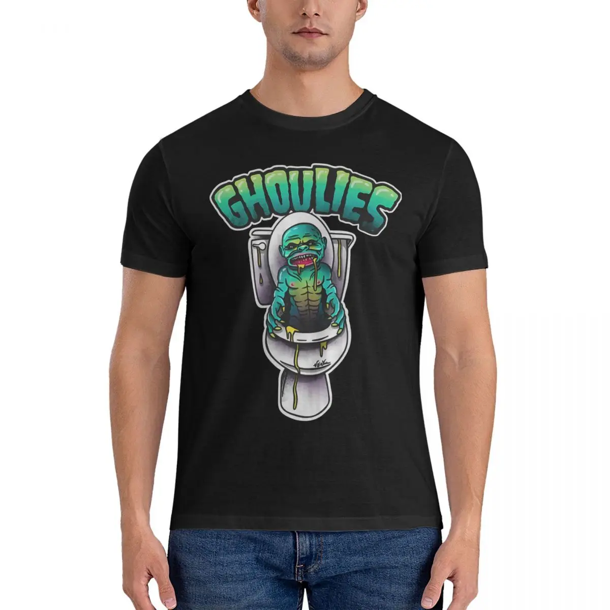 In The Toilet T Shirts Men Cotton Casual T-Shirts Crew Neck Ghoulies Tee Shirt Short Sleeve Tops Birthday Present