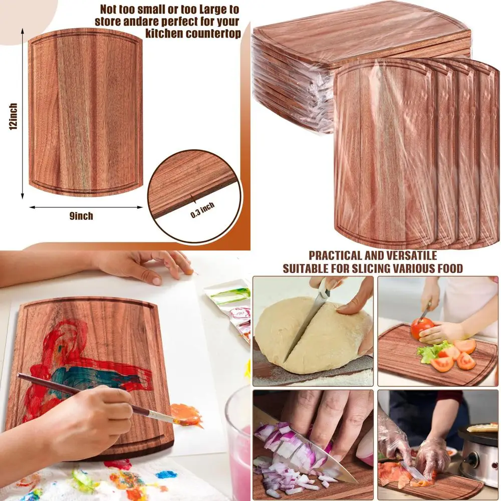 

Set of 12 Walnut Wood Cutting Boards - 12x9 Inches, Perfect for Kitchen, Crafts, and Gifts
