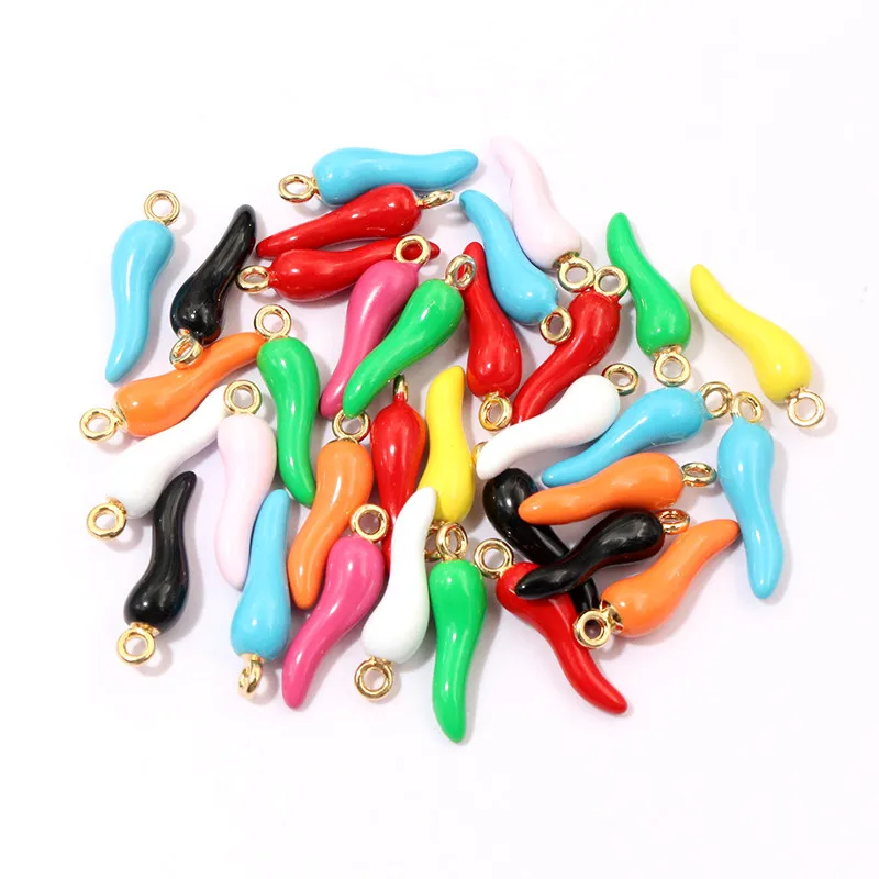 20pcs 19x5.5mm Enamel Chili Pepper Charms Pendant Multi Colors For DIY Jewelry Making Earrings Keychain Pendants Craft Findings