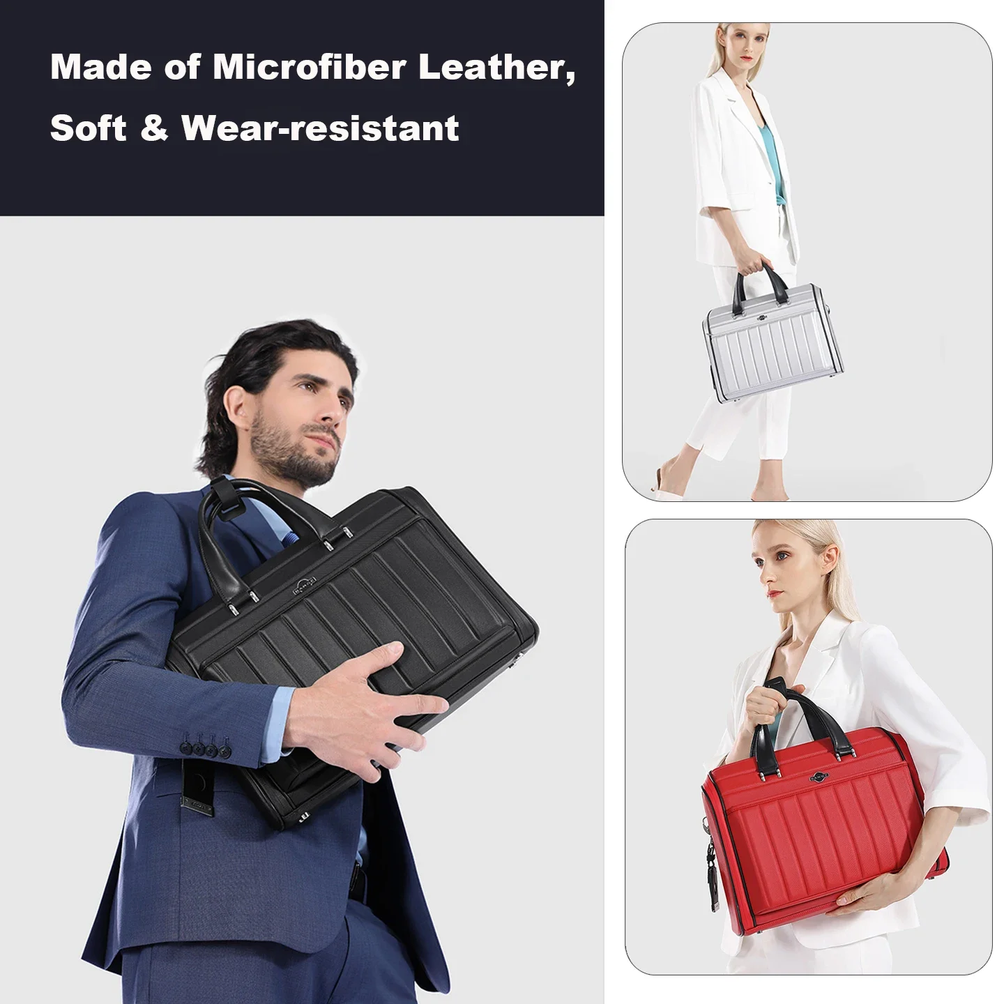 Premium Microfiber Leather Business Briefcase 16in Laptop Handbag Large Capacity Travel Duffle Bag Men Shoulder Crossbody Bag