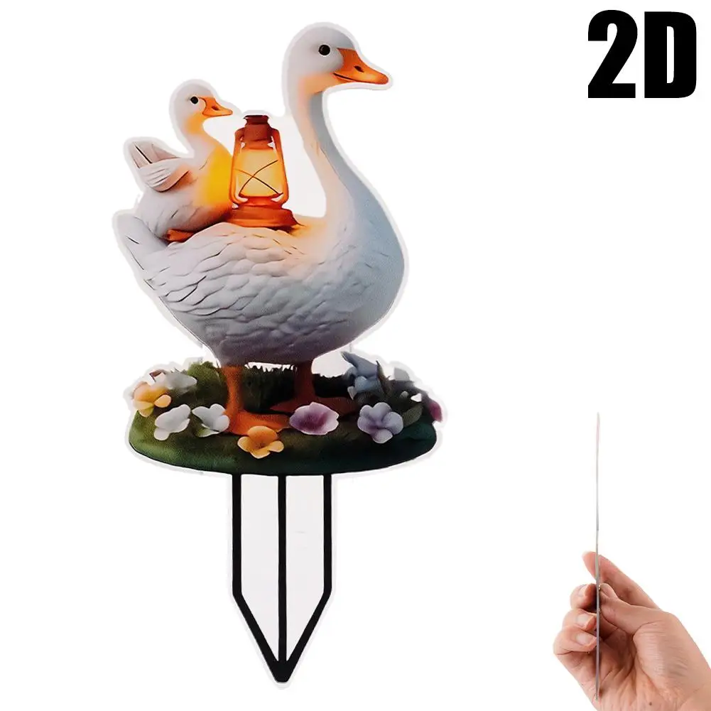 Garden Stake Acrylic Yard Sign Mother And Baby Duck Outdoor Lawn Decor For Flower Bed Patio Walkway Weather Resistant Decoration