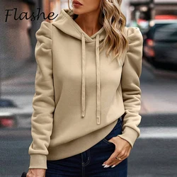 Autumn Winter Hooded Sweatshirt Women Casual Solid Oversized Sweatshirts For Women Fashion Pullover Tops 2024