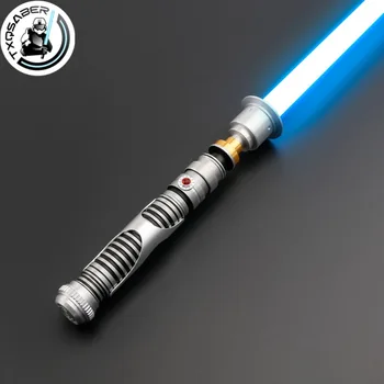 Txqsaber o senhor suave balanço sabre de luz metal punho neopixel com tira led lâmina obi wan cosplay jedi espada laser cores brinquedos