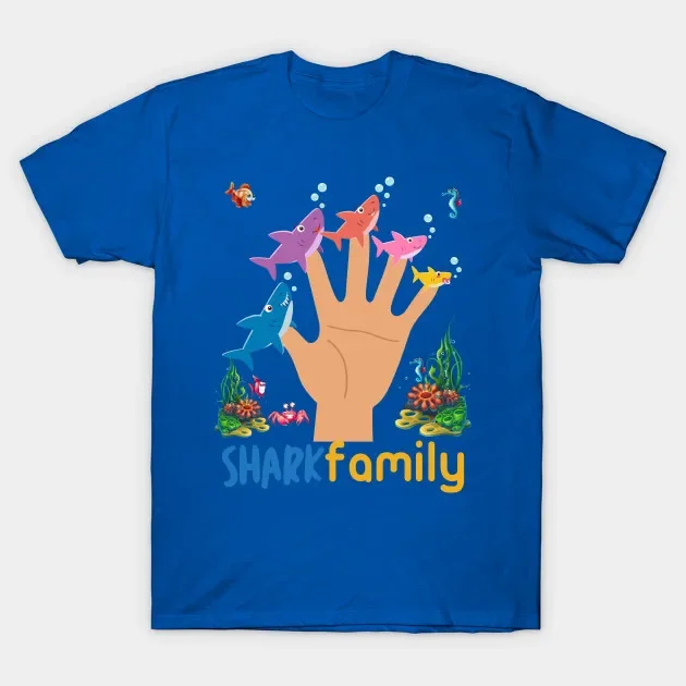 Five Fingers Shark Family T Shirt. New 100% Cotton Short Sleeve O-Neck T-shirt Casual Clothing Mens Top