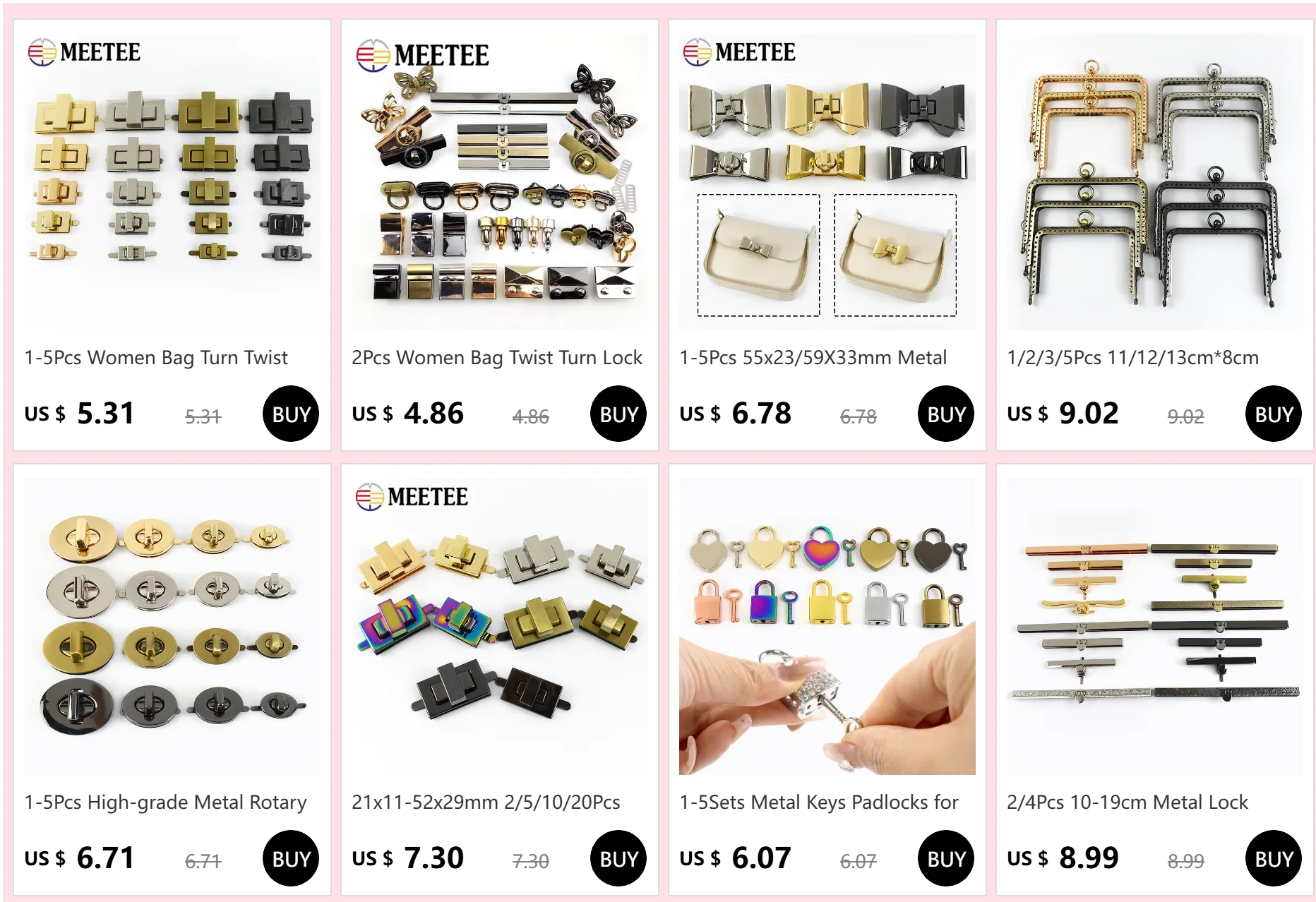 1-5Pcs Frauen Tasche Drehen Twist Schlösser Verschluss Handtasche Verschluss Toggle Latch Metall Schnallen Schraube Schalter Schloss geldbörse Reparatur Zubehör – Detail 1