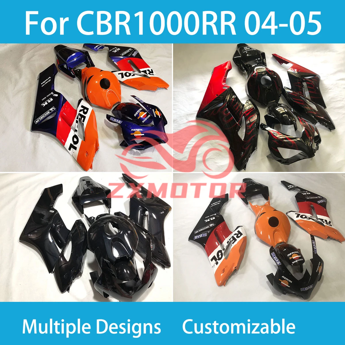 Kit de carénage de moto pour Honda, CBR 1000 RR 04 05, tambours de rechange, travail pour Honda CBR 1000RR 2004 2005, style chaud