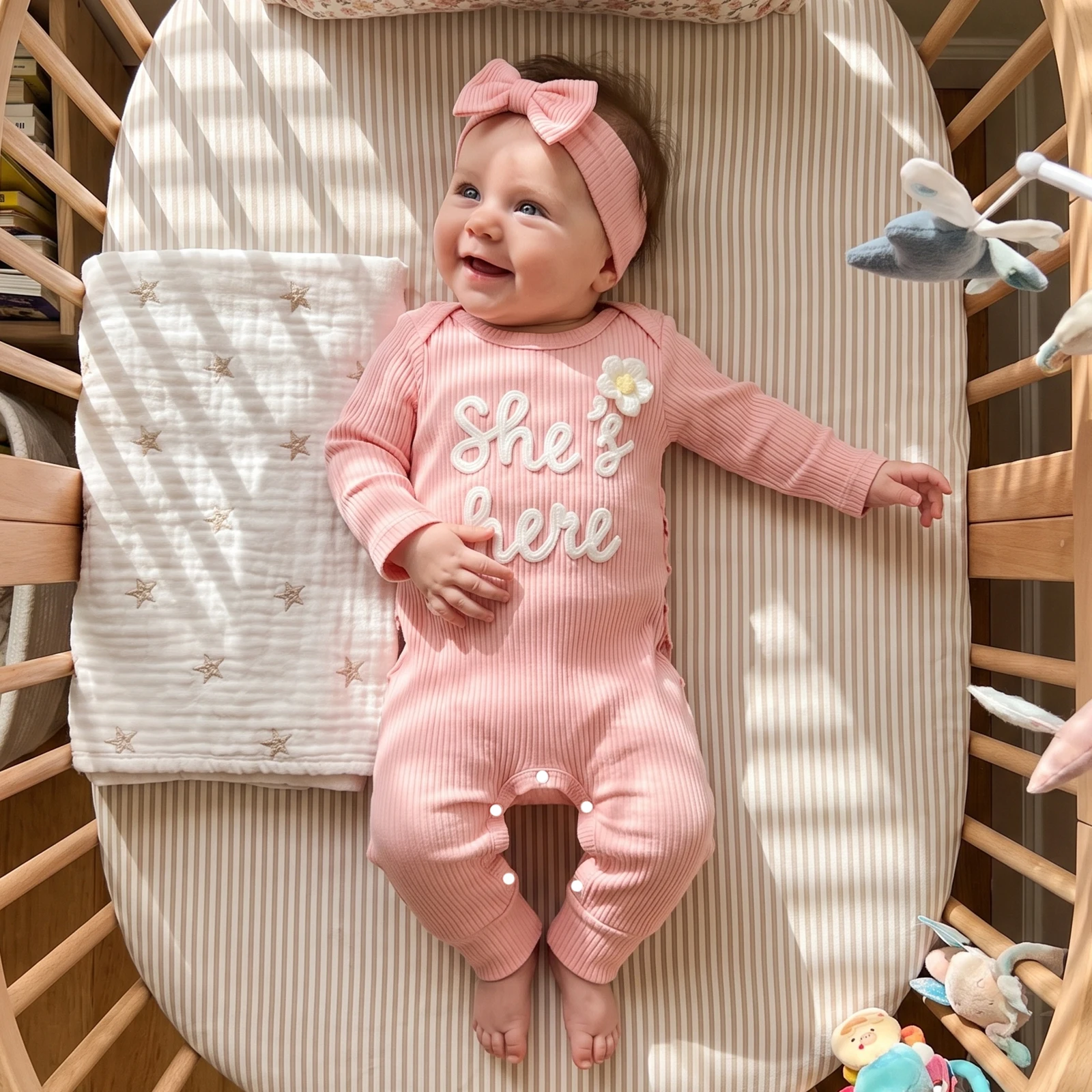 Baby Girl Floral Embroidery Romper Long Sleeve O Neck 3D Flower Jumpsuits With Headband Sweety Baby Newborn Coming Home Clothes