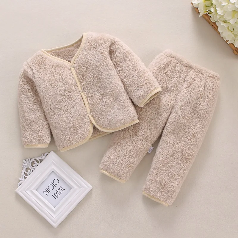 2Pcs Set Newborn Baby Clothing Flannle Spring Autumn Set for Babies Soft Toddler Jacket Baby Pant Cartoon Boys Girls Set 0-24M