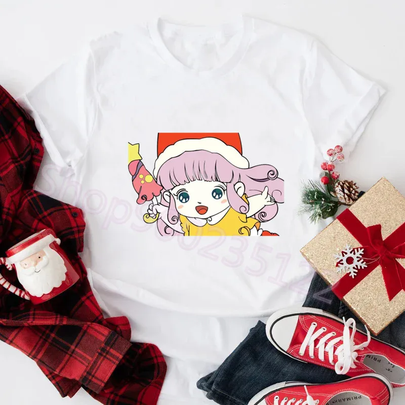 Women T Shirt Printed Merry Christmas Tops Tee Summer Cartoon Memole dolce Memole Top Short Sleeve Tshirt Vintage Women Clothing