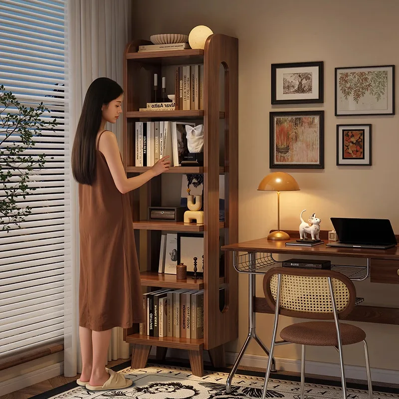 رف تخزين مكتبي منزلي من الأرض إلى السقف على الطراز الأمريكي القديم، خزانة كتب ذات نافذة عمودية عالية الجودة