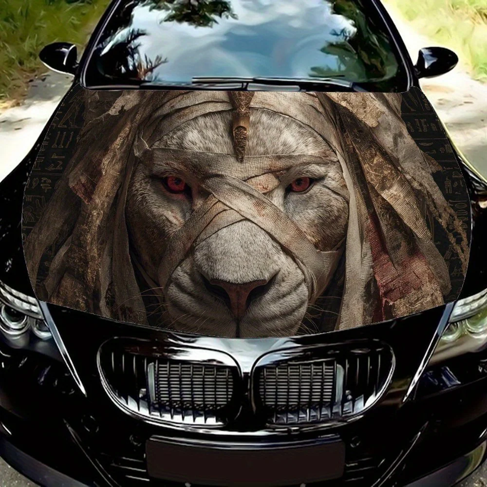 

Mummy lion car hood stickers, waterproof self-adhesive, scratch resistant, easy to stick, durable car PVC stickers, car decorati