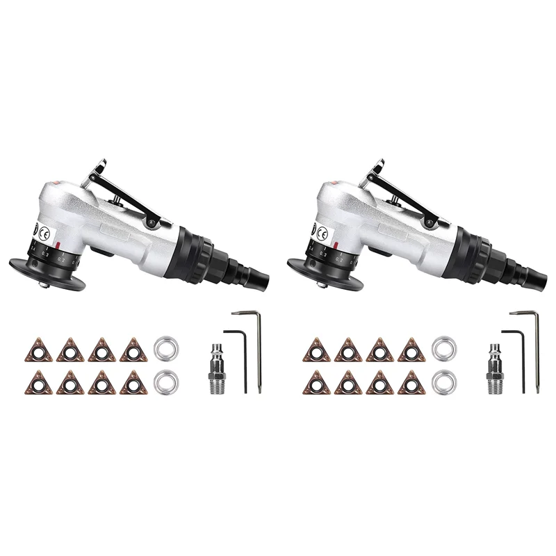 

2 мини-пневматических инструмента для снятия фаски со сменными лезвиями, вставками и подшипниками, инструментом для снятия заусенцев с воздушной фаской 45 градусов-ABLI