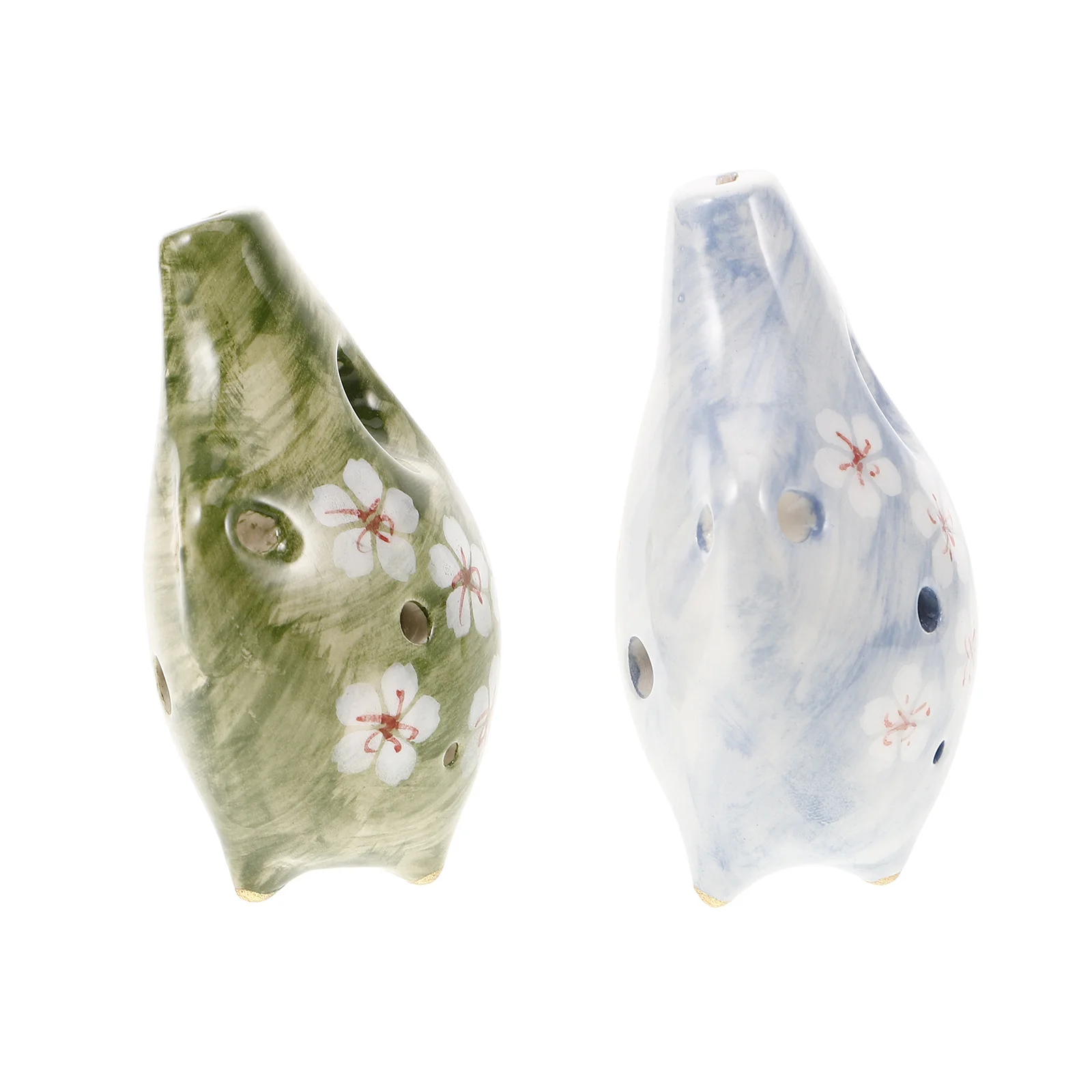 

2Pcs Japanese 6-Hole Ceramic Ocarina Small Musical Instrument Portable Decorative Alto C Ocarina for Learning and Playing