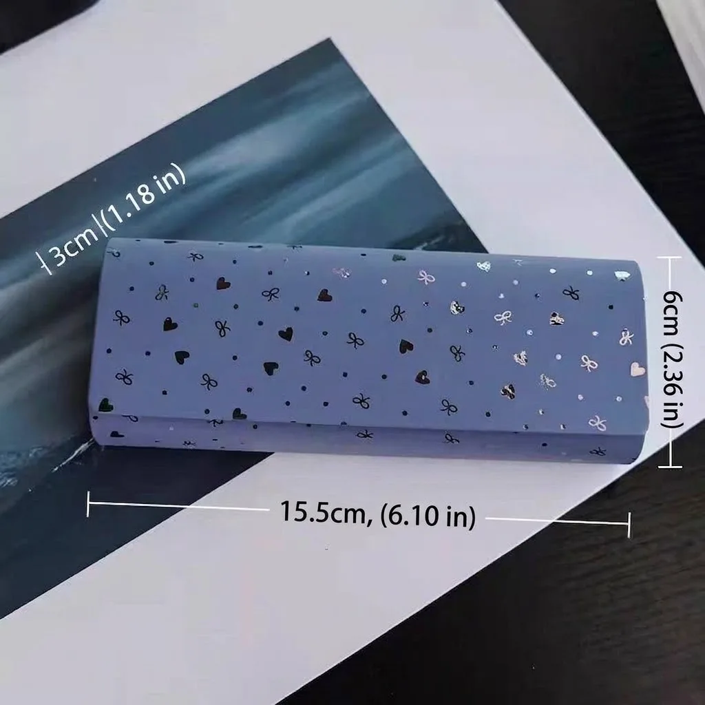 Fashion Heart Printed Eyeglasses Case Portable Hard Shell Glasses Box Leather Reading Eyewear Protector Container Storage
