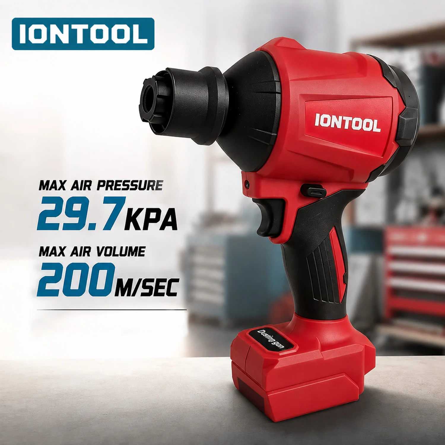 IONTOOL 200m/s 29.7kPa Red Air Blower Dependable Compact Brushless Cordless For 18V Battery Home Garage Patio Cleaning Tool