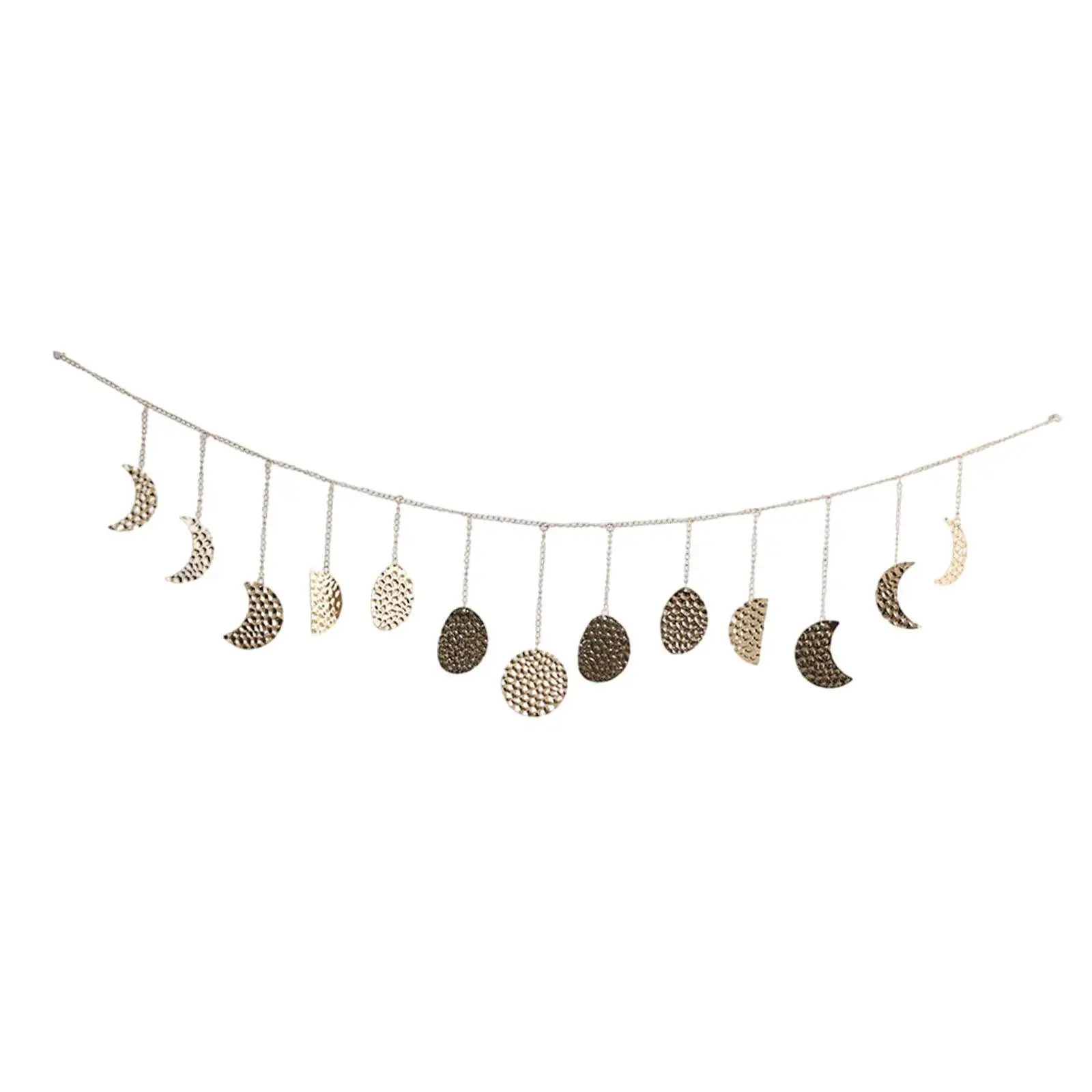Moon Phase Wall Hanging Celestial Decor Metal Garland Wall Art Decoration for Living Room Office and Dorm