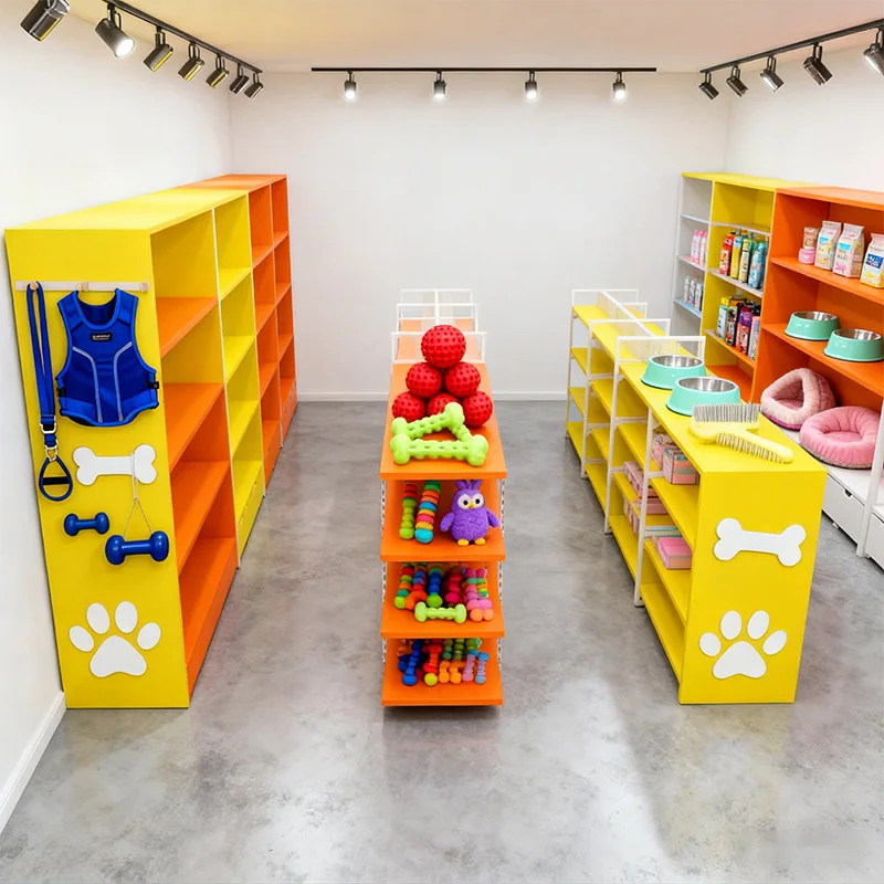 Custom Pet Toy Store Pet Products Display Rack Stand For Shopping Mall Tide Play Shop With Shelf