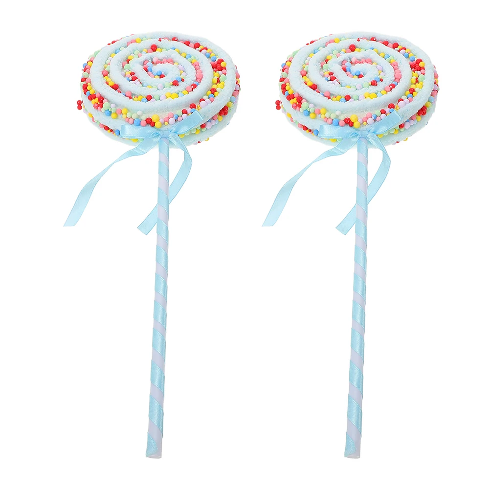 

2 Pcs Lollipop Props Candy Toys Simulation Large Plastic Decorations Fake Model Unique Design Photo Session Party Wedding