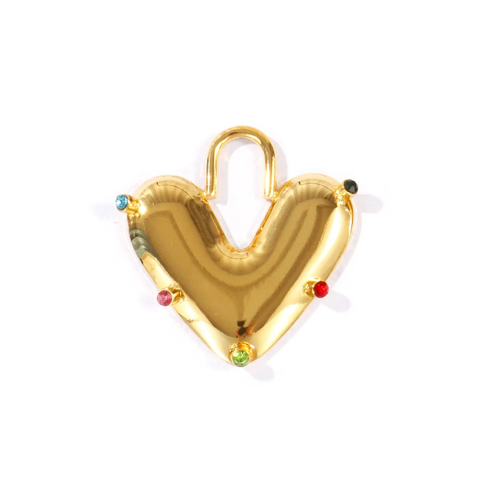 1 Stück 304 Edelstahl-Anhänger Herz mit Zirkonia, 18K vergoldet, für DIY-Halsketten, Schmuckherstellung, Großhandel – Detail 1