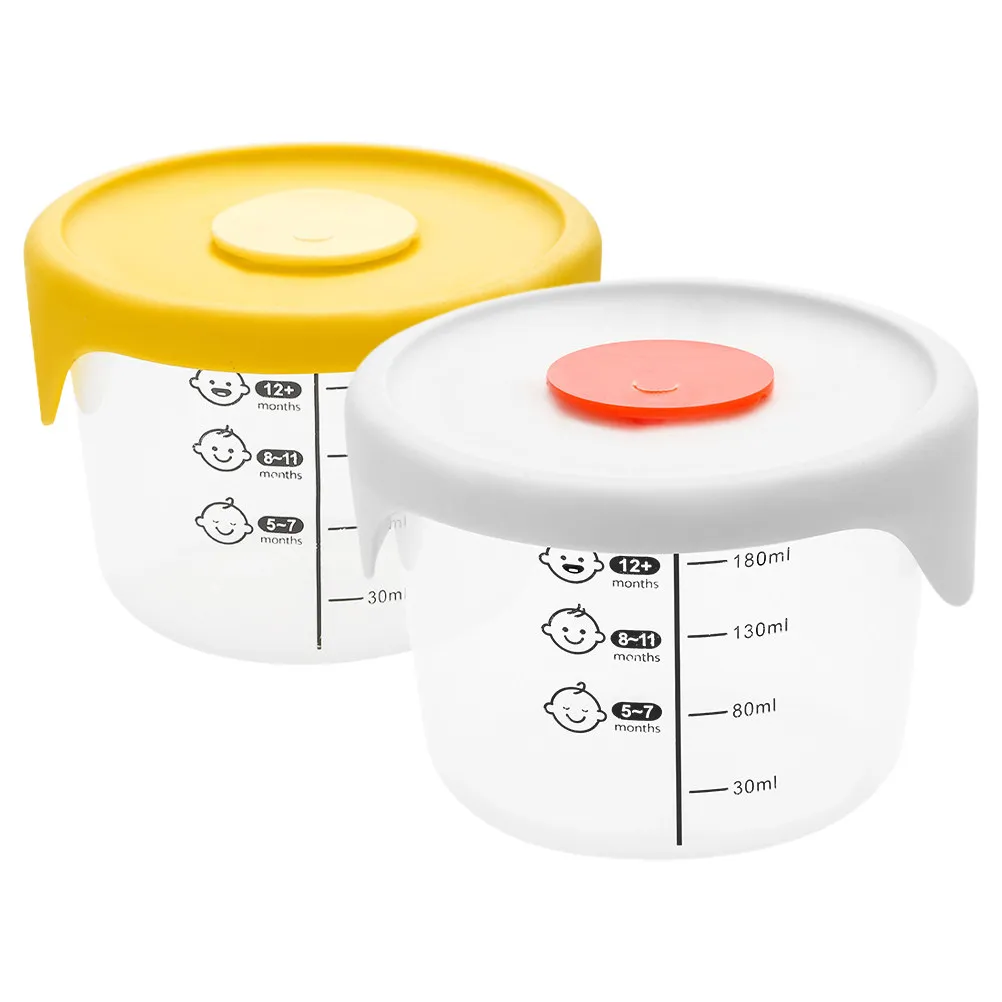 2Pcs Baby Food Containers PP Silicone Complementary Food Boxes Microwave Safe Freezer Friendly Leakproof Storage Bowls for Rice