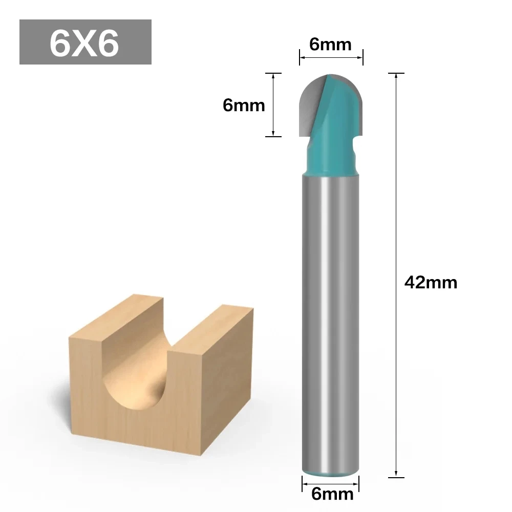 1Pc 6Mm Schacht Router Bit, Kogelneus Eindmolen Houtfrezen Schattig, Inham Cnc Frezen, Reinigen Bodem Carbide Bit, Houtbewerking Tool Fo