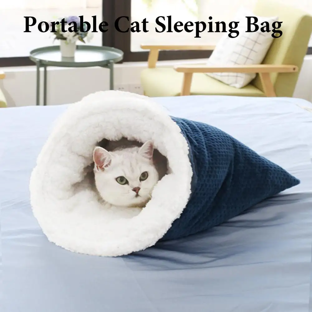 Flannel Cat Blanket Cozy Flannel Cat Sleeping Bag with 360-degree Warmth Cute Cave Bed for Kittens Puppies Soft for Relaxing