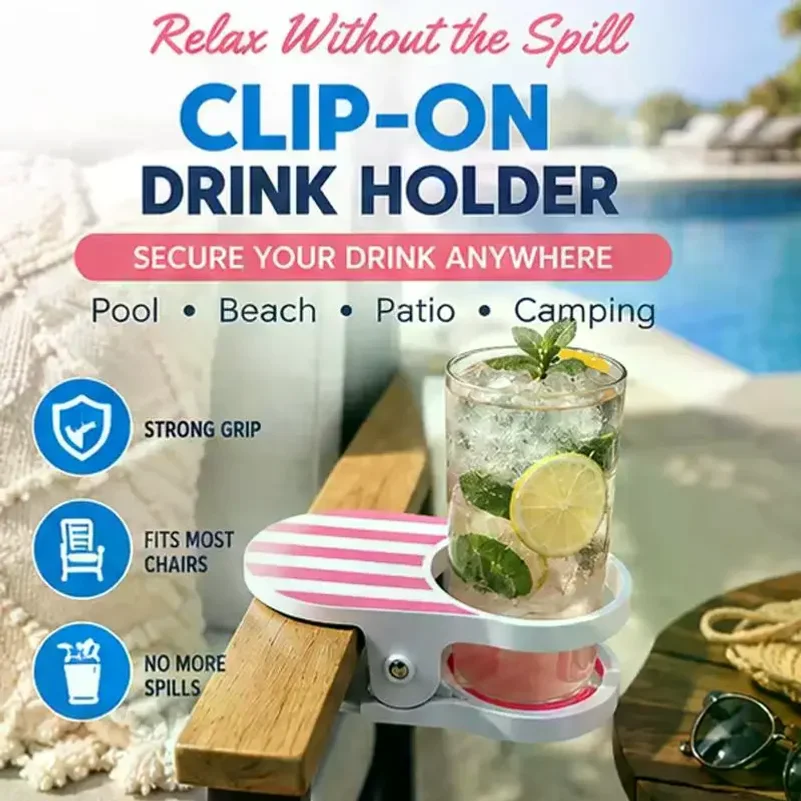 Mainstays Clip-On Drink Holder - Secure Your Beverage Anywhere, Beach Chair Cup Holder With Clamp, Portable Cup Holder For Desk