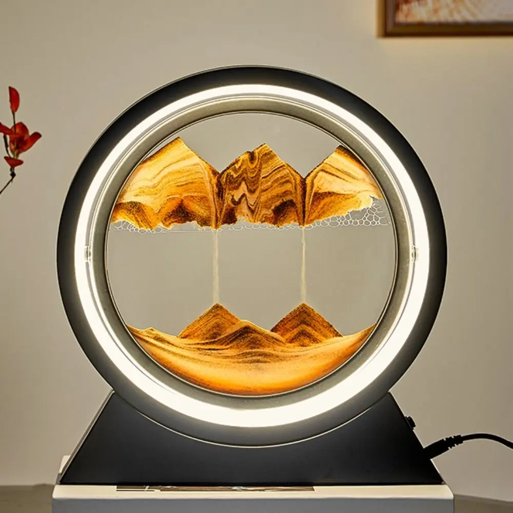 Creative Dynamic Aesthetical Quicksand Painting Hourglass Light Desktop Ornament Atmosphere Table Lamp Sandscape Lamp