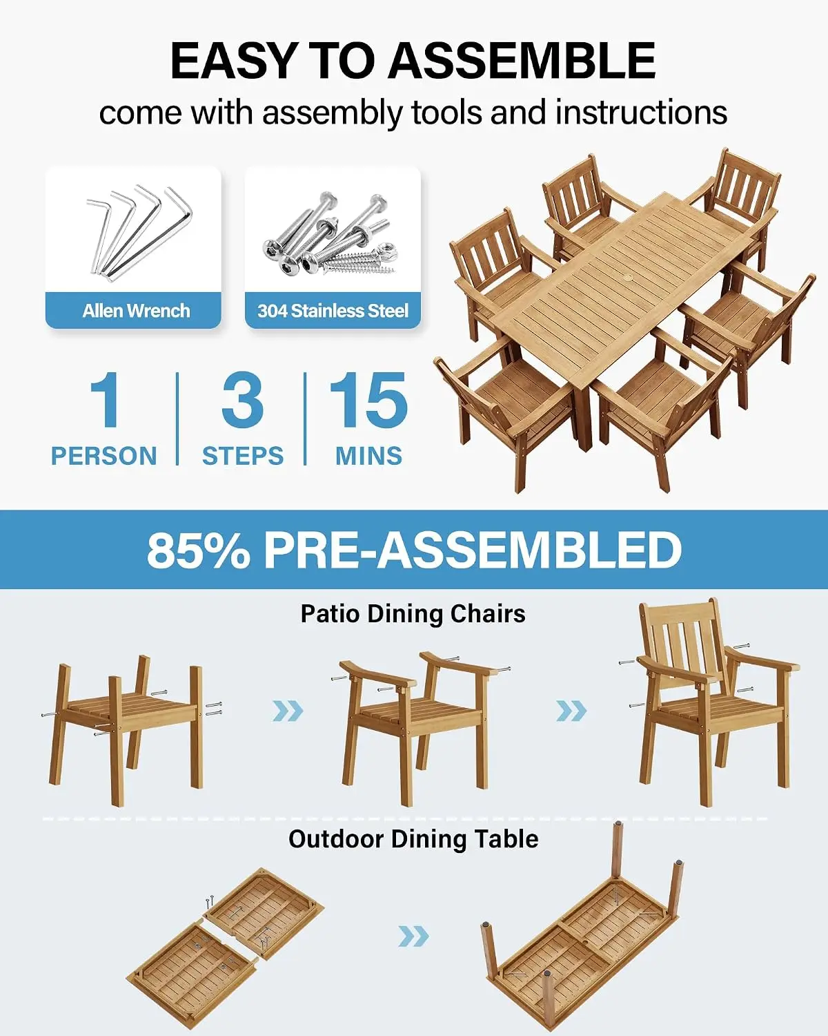 Patio Dining Chairs Set 2, Weather Resistant HIPS Wide Curved Seat Backrest, Outdoor Deck Garden Pool 350lbs, Customized