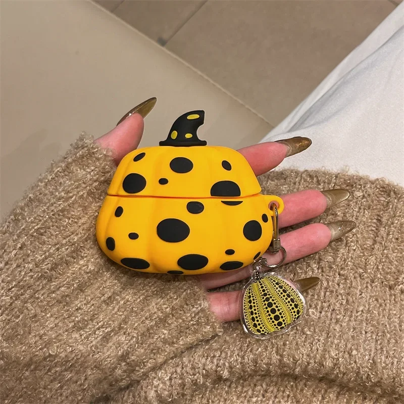 

For AirPods 4 1 2 3 Pro2 Pro 3 Creative Spotted Pumpkin Headphones Case Silicone Bluetooth Earbuds Charging Box Protective Cover