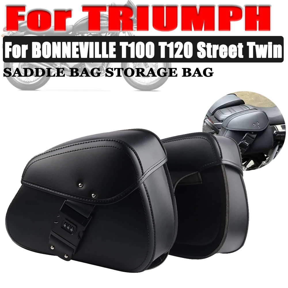 

For TRIUMPH BONNEVILLE T100 T120 Street Twin Motorcycle Accessories Leather Saddlebag Side Tool Luggage Storage Bag Saddle Bags