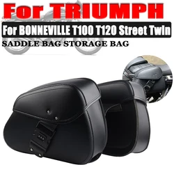 For TRIUMPH BONNEVILLE T100 T120 Street Twin Motorcycle Accessories Leather Saddlebag Side Tool Luggage Storage Bag Saddle Bags