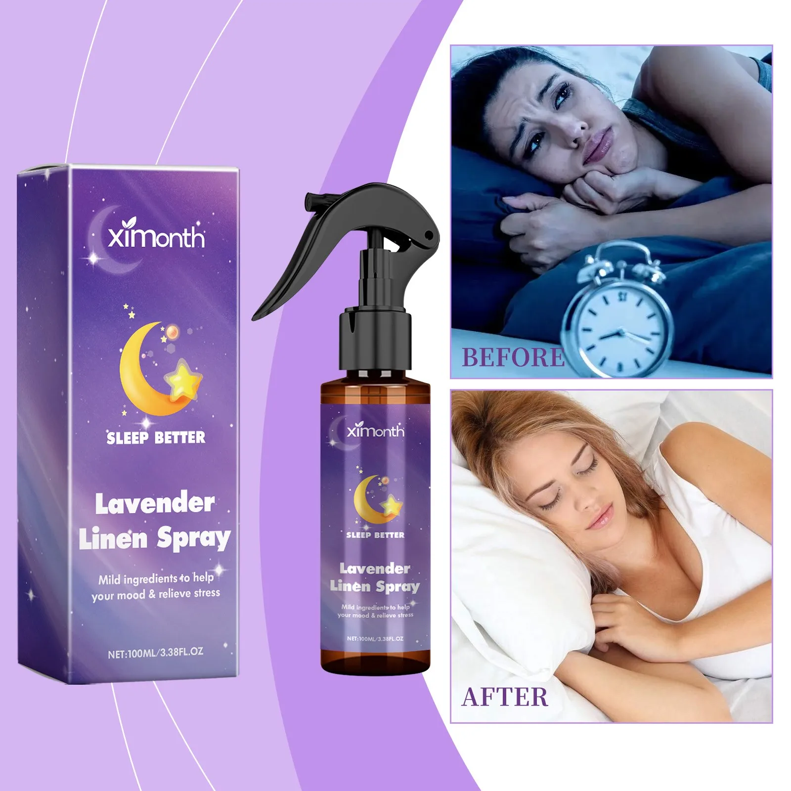 100ml Lavender Spray, Lavender Pillow Spray For Sleeping, Lavender Oil  Spray - Relaxation, Aromatherapy, Sleep Aid, Room